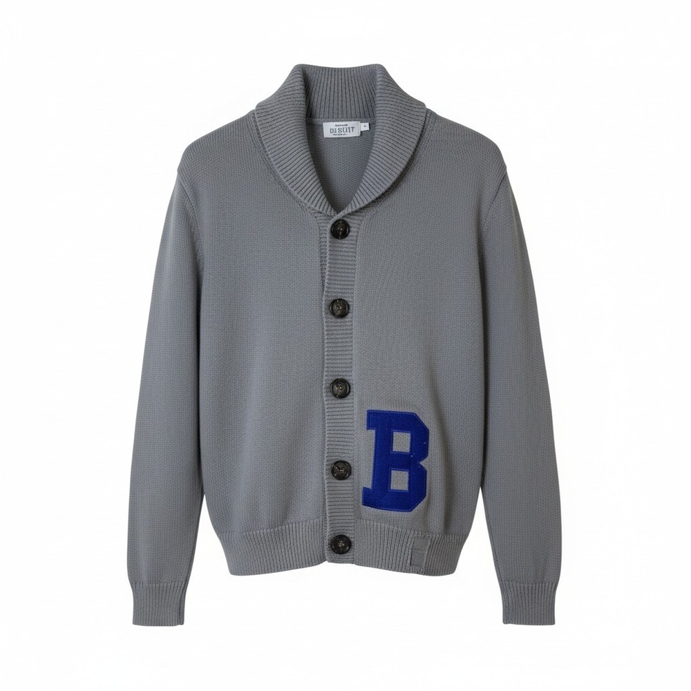 Vintage Hillflint Women Bentley University‎ Cardigan M Gray Shawl Collar Cotton